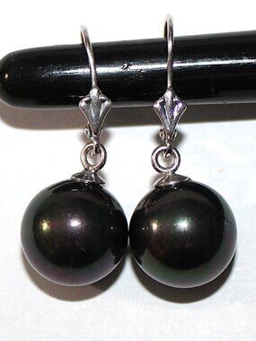 Sterling Silver Faux Black Pearl Earrings Lucas Lameth